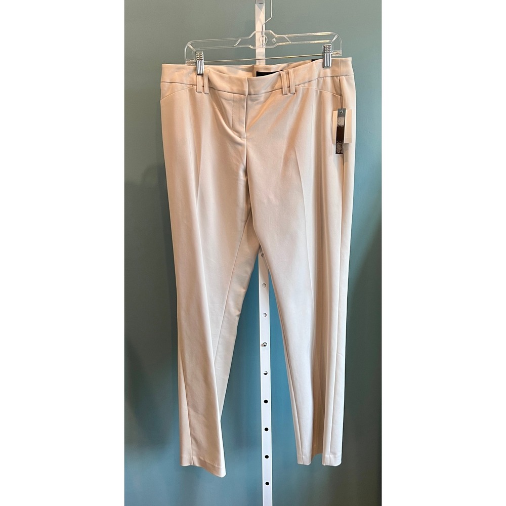 Womens Dress Pants 12 Beige Low Rise Slim Hip + Thigh Stretch NWT Comfortable